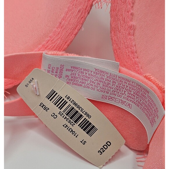 Victoria’s Secret Lined Perfect Coverage Push-Up Bra Pigeonnant 32DD NWT Coral - Picture 7 of 9